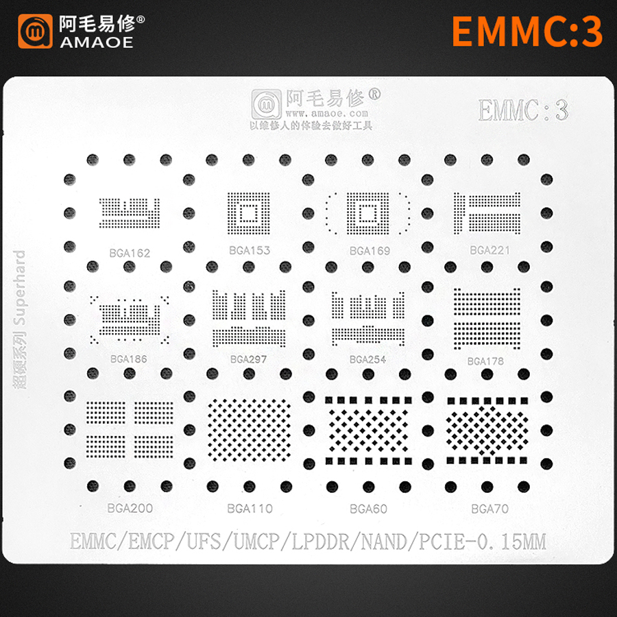 AMAOE EMMC3 BGA Reballing Sten - Tasmota Flash Tool incelemesi ve fiyatı